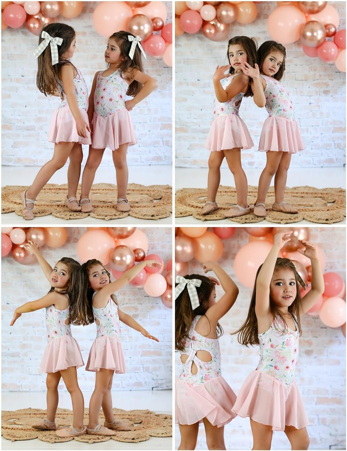 Kid Girls Hollow Back Ballet Leotard with Skirt Sleeveless Dance Dresses